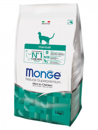 Monge Cat Hairball сухой корм для взрослых кошек для выведения комков шерсти 1,5 кг
