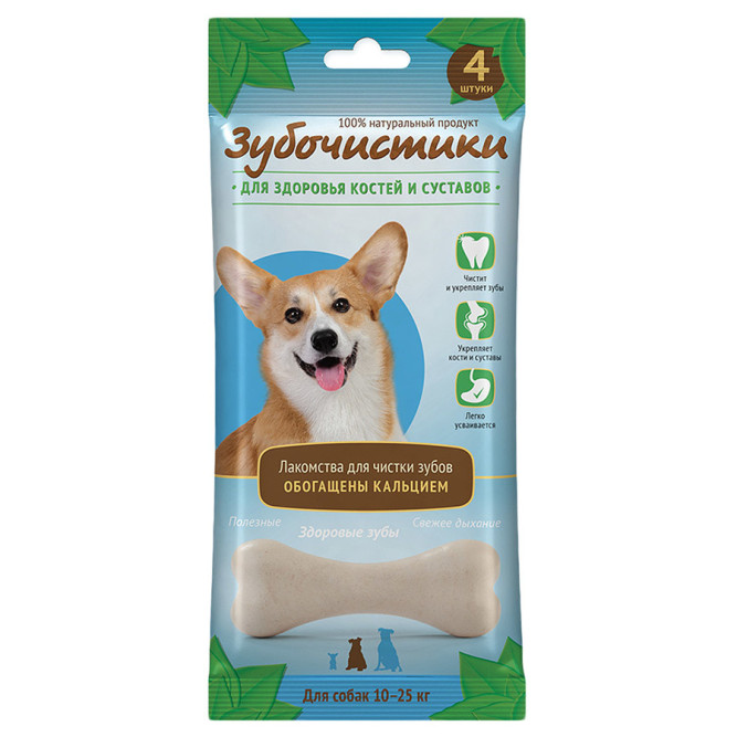 Деревенские лакомства Зубочистики "Кальциевые" лакомство с кальцием для собак средних пород 10-25 кг - 4 шт (90 г)