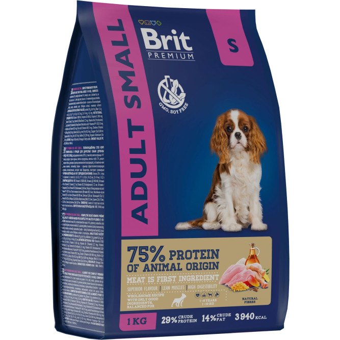 Brit Premium Dog Adult Small сухой корм для взрослых собак мелких пород с курицей - 1 кг