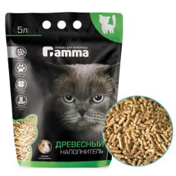 Gamma впитывающий наполнитель для кошачьих туалетов древесный, мелкие гранулы - 2,95 кг (5 л)