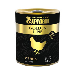 Четвероногий Гурман Golden line консервированный корм для взрослых собак с натуральной курицей в желе - 340 г (12 шт)