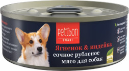 Petibon Smart влажный корм для взрослых собак, рубленое мясо с ягненком и индейкой, в консервах - 100 г х 24 шт