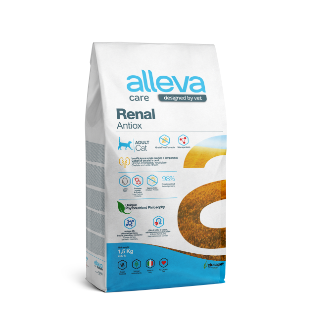 Alleva Care Cat Adult Renal-Antiox сухой диетический корм для взрослых кошек для поддержания функций почек - 1,5 кг