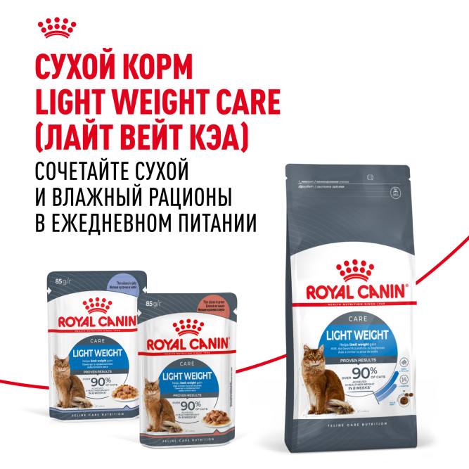 Royal Canin Light Weight Care влажный корм для взрослых кошек, для контроля набора веса, мелкие кусочки в желе, в паучах - 85 г х 28 шт