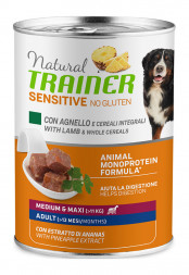 Trainer Natural Sensitive Medium&amp;Maxi Adult влажный безглютеновый корм для взрослых собак средних и крупных пород с ягненком - 400 г (24 шт в уп)