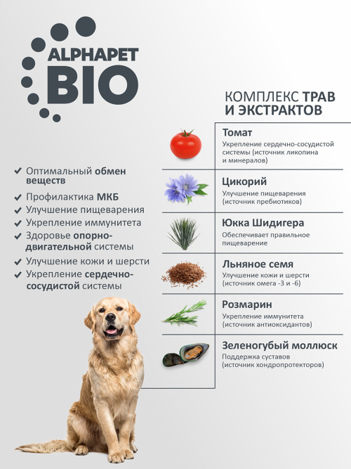 AlphaPet Superpremium сухой полнорационный корм для взрослых собак крупных пород с говядиной и потрошками - 3 кг