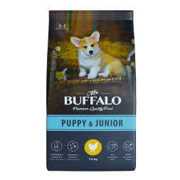 Mr.Buffalo Puppy &amp; Junior полнорационный сухой корм для щенков и юниоров всех пород с курицей - 14 кг