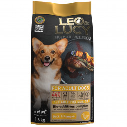 LEO&amp;LUCY сухой корм для взрослых и пожилых собак всех пород с уткой и тыквой -1,6 кг