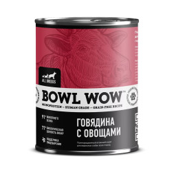 BOWL WOW влажный корм для взрослых собак, с говядиной и овощами - 340 г x 12 шт