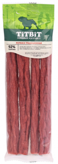 TiTBiT "Золотая коллекция" лакомство для собак колбаса Традиционная - 80 г