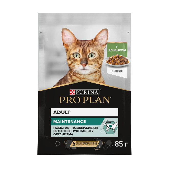 Pro Plan Adult Maintenance влажный корм для взрослых кошек, с ягненком в желе - 85 г x 26 шт