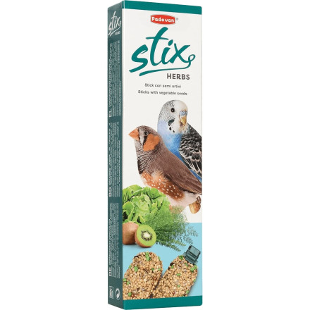 Padovan Stix Herbs лакомство для попугаев и экзотических птиц антистрессовые с травами - 80 г
