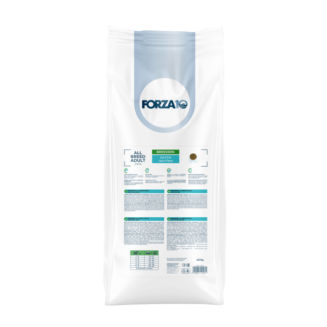 Forza10 Breeders для взрослых собак всех пород из трески, голубого тунца и лосося - 20 кг