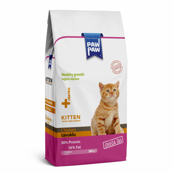 Pawpaw Kitten Cat Food with Chicken сухой корм для котят с курицей - 500 г