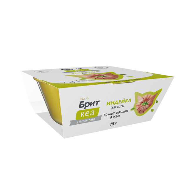 Брит Кеа влажный дополнительный корм для котят с индейкой, волокна в желе, в ламистерах - 75 г х 12 шт