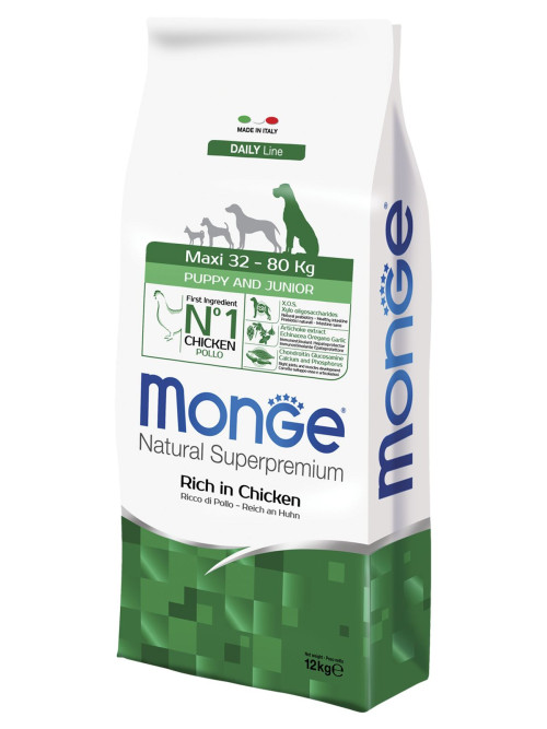 Monge Dog Maxi Puppy &amp; Junior сухой корм для щенков крупных пород с курицей и рисом - 12 кг