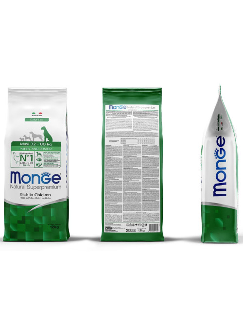 Monge Dog Maxi Puppy &amp; Junior сухой корм для щенков крупных пород с курицей и рисом - 12 кг