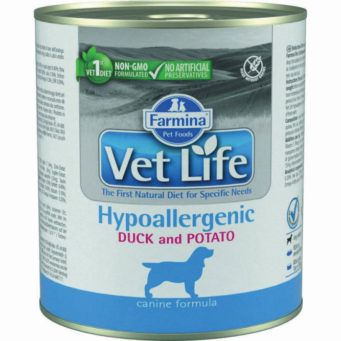 Farmina Vet Life Dog Hypoallergenic влажный корм для собак при аллергии с уткой и картофелем - 300 г (6 шт в уп)