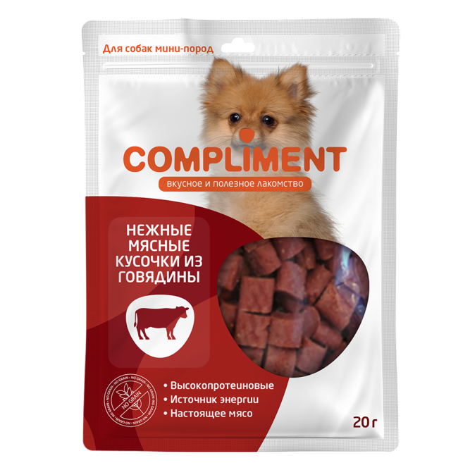 Compliment лакомство для собак мини-пород Кусочки из говядины - 20 г