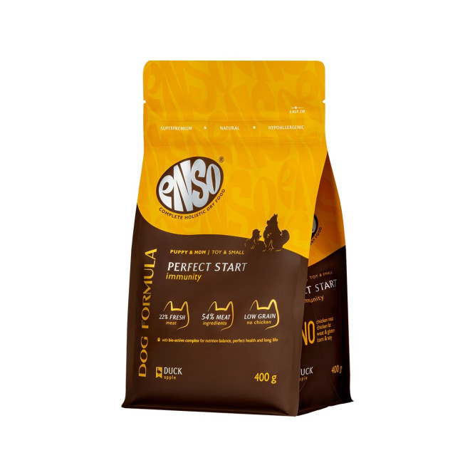 ENSO Dog Formula Perfect Start сухой корм для щенков от 1 месяца, беременных и кормящих собак мелких и миниатюрных пород со свежей уткой и добавлением яблока - 400 г