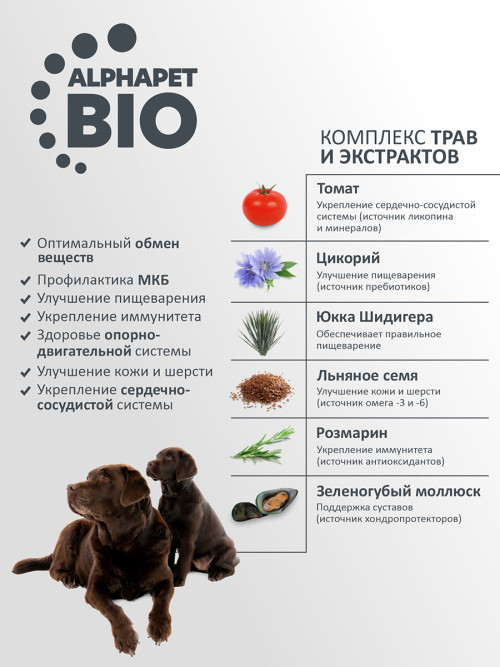 AlphaPet Superpremium сухой полнорационный корм для щенков до 6 месяцев, беременных и кормящих собак крупных пород с говядиной и рубцом - 12 кг