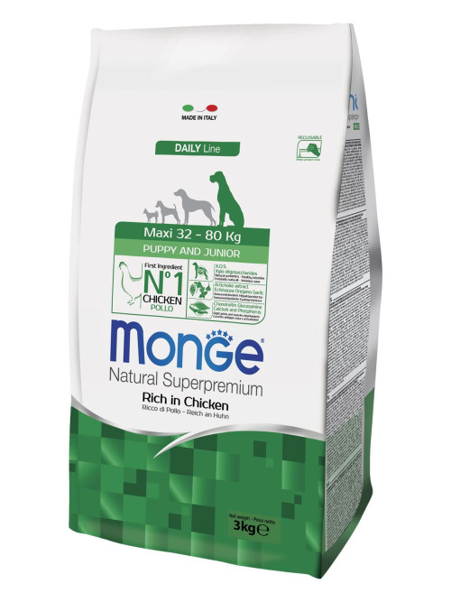 Monge Dog Maxi Puppy &amp; Junior сухой корм для щенков крупных пород с курицей и рисом 3 кг