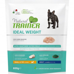 Trainer Natural Ideal Weight Mini сухой корм для взрослых собак мелких и миниатюрных пород с избыточным весом c белым мясом - 800 г