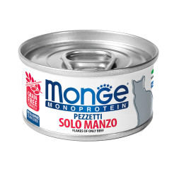 Monge Cat Monoprotein мясные хлопья для взрослых кошек из мяса говядины в консервах 80 г (24 шт в уп)