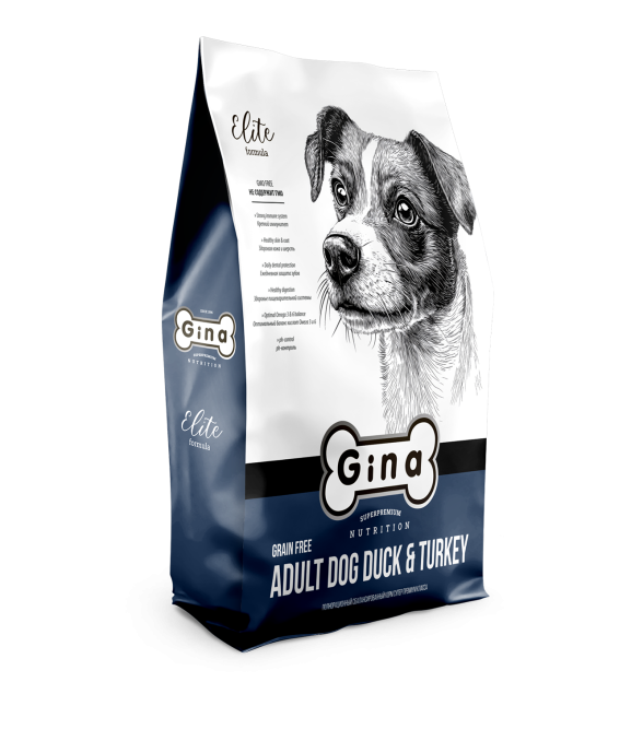 Gina Elite GF Dog Duck &amp; Turkey сухой беззерновой корм для взрослых собак с уткой и индейкой - 3 кг
