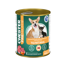 Chester влажный корм для собак всех пород, с телятиной, в консервах - 400 г х 6 шт