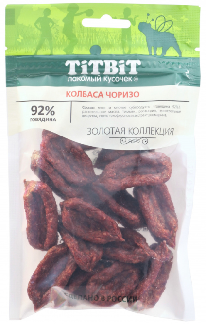 TiTBiT "Золотая коллекция" лакомство для собак колбаса Чоризо - 80 г