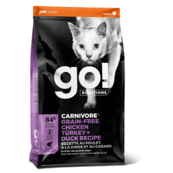 GO! Carnivore GF Chicken, Turkey + Duck сухой беззерновой корм для котят и кошек 4 вида мяса: курица, индейка, утка и лосось - 1,36 кг