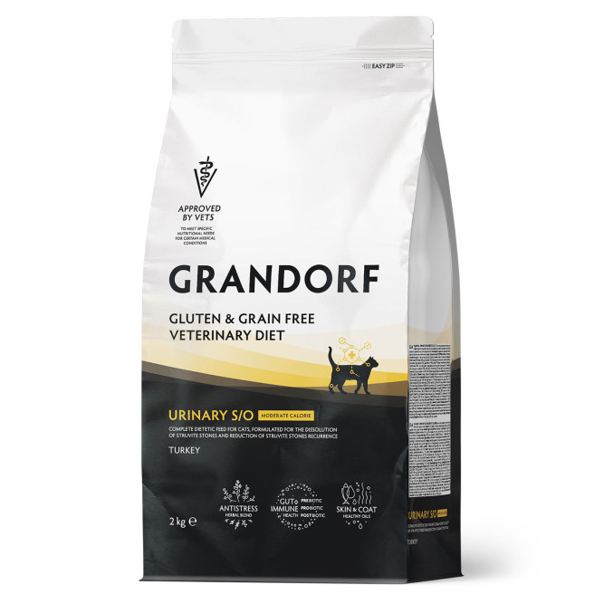 Grandorf Veterinary Diet Cat Urinary S/O Moderate Calorie сухой диетический корм для кошек склонных к набору веса, при мочекаменной болезни - 2 кг