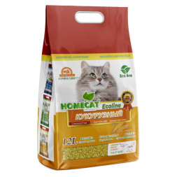 HOMECAT Ecoline Кукурузный комкующийся наполнитель для кошачьих туалетов - 12 л
