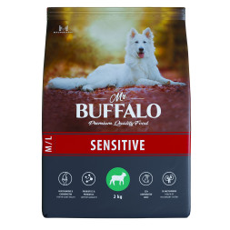 Mr.Buffalo Sensitive полнорационный сухой корм для взрослых собак всех пород с чувствительным пищеварением, с ягненком - 2 кг