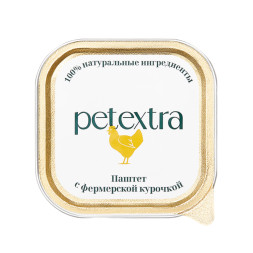 PETEXTRA влажный корм для взрослых кошек, паштет с фермерской курочкой, в ламистерах - 100 г х 16 шт