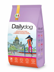 Dailydog Casual сухой корм для взрослых собак средних и крупных пород с индейкой, ягненком и рисом - 12 кг