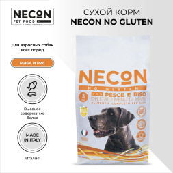 Necon No Gluten Pesce E Riso безглютеновый сухой корм для взрослых собак всех пород с белой рыбой и рисом - 3 кг