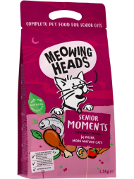 Сухой корм Meowing Heads Senior Moments для пожилых кошек старше 7 лет с лососем и яйцом - 1,5 кг