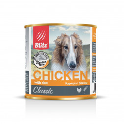 Blitz Adult Dog влажный корм для взрослых собак с курицей и рисом в консервах - 750 г (12 шт)