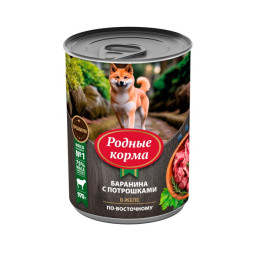 Родные Корма влажный корм для взрослых собак, баранина с потрошками в желе по-восточному, в консервах - 970 г х 6 шт