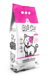 Soft Cat наполнитель комкующийся бентонитовый с ароматом детской присыпки - 10 л (8,5 кг)