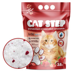 Cat Step Arctic Strawberry наполнитель силикагелевый впитывающий с ароматом клубники - 3,8 л (1,7 кг)