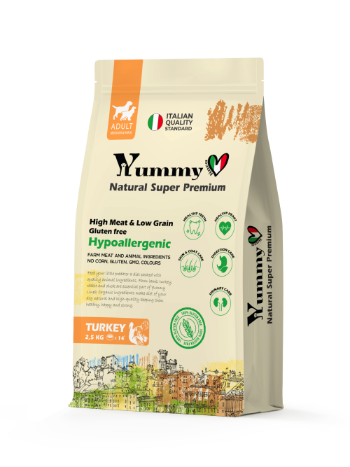 Yummy Linea сухой корм для взрослых собак средних и крупных пород с индейкой - 2,5 кг