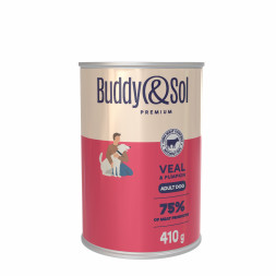 Buddy&amp;Sol Premium для собак всех пород с телятиной и тыквой, в консервах - 410 г х 6 шт