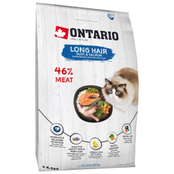 Ontario Cat Longhair сухой корм для взрослых кошек длинношерстных пород с уткой и лососем - 6,5 кг