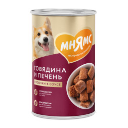 Мнямс Здоровые Суставы кусочки в соусе для взрослых собак всех пород с говядиной и печенью в консервах - 400 г (12 шт в уп)