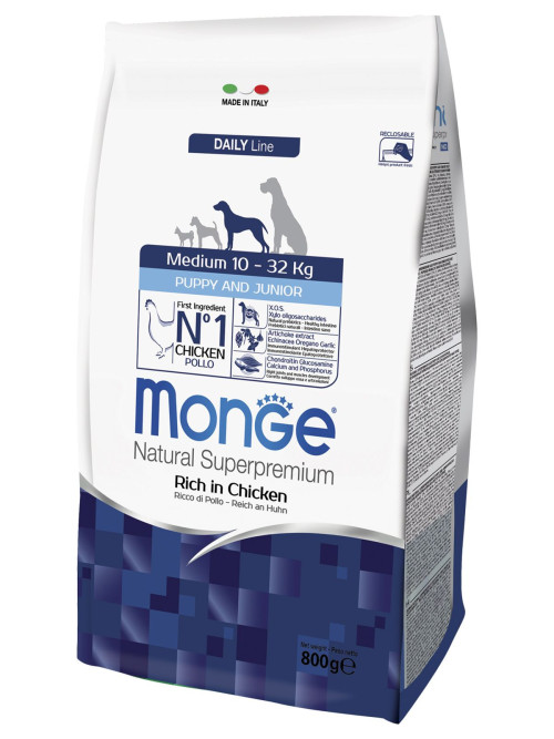 Monge Dog Medium Puppy&amp;Junior сухой корм для щенков средних пород с курицей 800 г