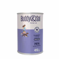 Buddy&amp;Sol Premium для собак всех пород с индейкой и яблоком, в консервах - 410 г х 6 шт