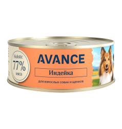 Avance влажный корм для щенков и взрослых собак с индейкой, в консервах - 100 г х 12 шт